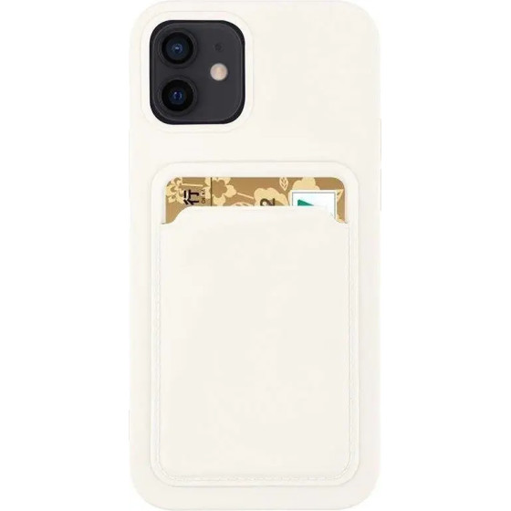 Hurtel Card Case Silicone Wallet Wallet With Card Slot Documents For Samsung Galaxy A22 4G White - (Card Case Samsung A22 4G White)