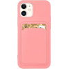Hurtel Card Case Silicone Wallet Wallet with Card Slot Documents for Samsung Galaxy A42 5G pink - (Card Case Samsung A42 5G Pink)