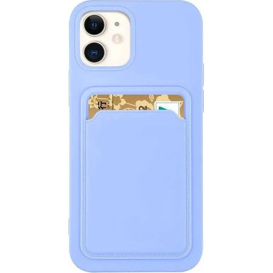Hurtel Card Case Silicone Wallet Wallet With Card Slot Documents For Samsung Galaxy A42 5G Purple - (Card Case Samsung A42 5G Light Purple)