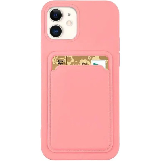 Hurtel Card Case Silicone Wallet Wallet With Card Slot Documents For Samsung Galaxy A72 4G Pink - (Card Case Samsung A72 4G Pink)