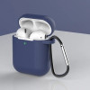 Hurtel Case for AirPods 2 / AirPods 1 silicone soft case for headphones + keychain carabiner pendant blue (case D)