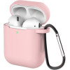 Hurtel Case for AirPods 2 / AirPods 1 silicone soft case for headphones + keychain carabiner pendant pink (case D)