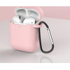 Hurtel Case for AirPods 2 / AirPods 1 silicone soft case for headphones + keychain carabiner pendant pink (case D)