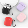 Hurtel Case for AirPods 2 / AirPods 1 silicone soft case for headphones + keychain carabiner pendant pink (case D)