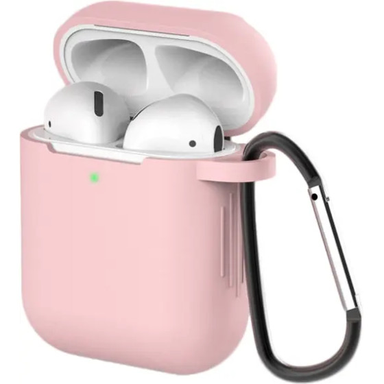 Hurtel Case for AirPods 2 / AirPods 1 silicone soft case for headphones + keychain carabiner pendant pink (case D)