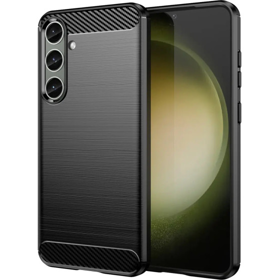 Hurtel Case for Carbon Case Samsung Galaxy S24+ flexible silicone carbon cover - black - (Carbon Case Samsung S24+ Black)