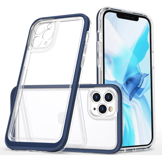 Hurtel Clear 3in1 case for iPhone 11 Pro Max blue frame gel cover - (Clear 3in1 iPhone 11 Pro Max BLUE)