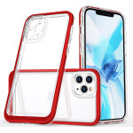 Hurtel Clear 3in1 Case for iPhone 11 Pro Max Frame Cover Gel Red - (Clear 3in1 iPhone 11 Pro Max RED)
