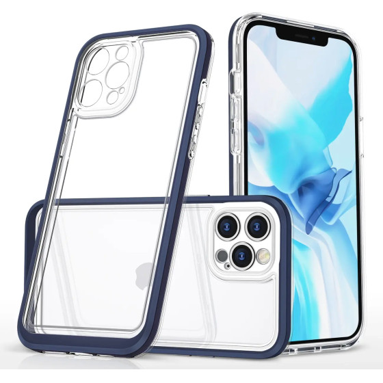 Hurtel Clear 3in1 case for iPhone 12 Pro Max blue frame gel cover - (Clear 3in1 iPhone 12 Pro Max BLUE)