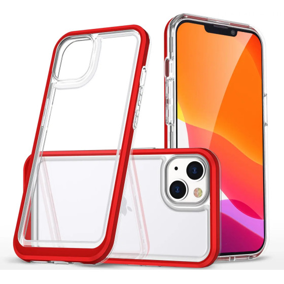 Hurtel Clear 3in1 case for iPhone 13 mini gel cover with frame red - (Clear 3in1 iPhone 13 Mini RED)