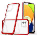 Hurtel Clear 3in1 case for Samsung Galaxy A03 silicone cover with frame red - (Clear 3in1 Samsung A03 166 RED)