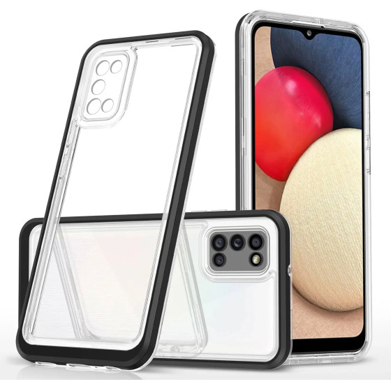 Hurtel Clear 3in1 case for Samsung Galaxy A03s (166) frame gel cover black - (Clear 3in1 Samsung A03S (166) BLACK)