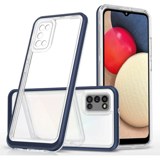 Hurtel Clear 3in1 case for Samsung Galaxy A03s (166) frame gel cover blue - (Clear 3in1 Samsung A03S (166) BLUE)