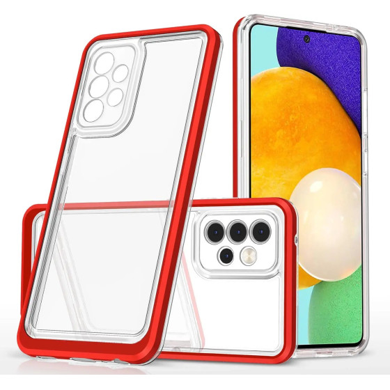 Hurtel Clear 3in1 Case for Samsung Galaxy A13 5G Frame Gel Cover Red - (Clear 3in1 Samsung A13 5G RED)