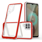 Hurtel Clear 3in1 Case for Samsung Galaxy A22 4G Frame Gel Cover Red - (Clear 3in1 Samsung A22 4G RED)