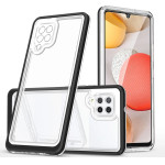 Hurtel Clear 3in1 Case for Samsung Galaxy A42 5G Frame Gel Cover Black - (Clear 3in1 Samsung A42 5G BLACK)