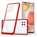 Hurtel Clear 3in1 Case for Samsung Galaxy A42 5G Frame Gel Cover Red - (Clear 3in1 Samsung A42 5G RED)