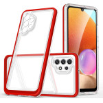 Hurtel Clear 3in1 Case for Samsung Galaxy A72 4G Frame Gel Cover Red - (Clear 3in1 Samsung A72 4G RED)