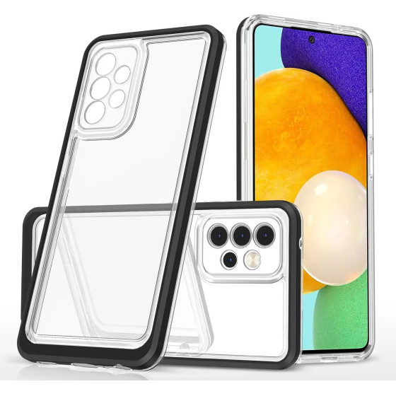 Hurtel Clear 3in1 Case for Samsung Galaxy A73 Frame Cover Gel Black - (Clear 3in1 Samsung A73 BLACK)