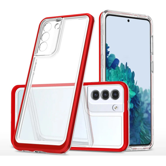 Hurtel Clear 3in1 case for Samsung Galaxy S23 silicone cover with frame red - (Clear 3in1 Samsung S23 RED)