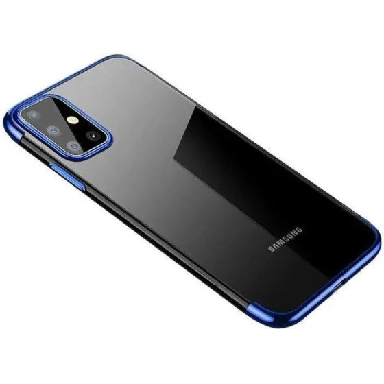 Hurtel Clear Color Case Gel TPU Electroplating frame Cover for Samsung Galaxy A72 4G blue - (Clear Color Case Samsung A72 4G Blue)