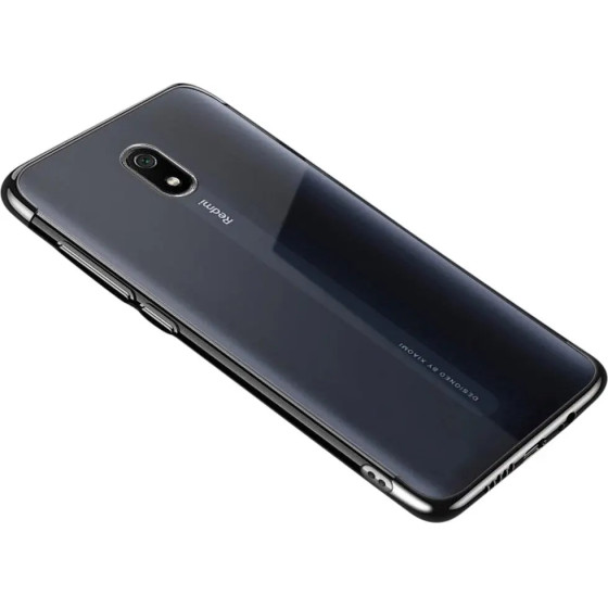 Hurtel Clear Color Case Gel TPU Electroplating frame Cover for Xiaomi Redmi 8A black - (Clear Color Case Redmi 8A black)