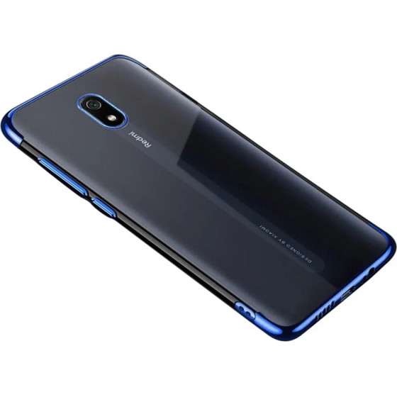 Hurtel Clear Color Case Gel TPU Electroplating frame Cover for Xiaomi Redmi 8A blue - (Clear Color Case Redmi 8A blue)