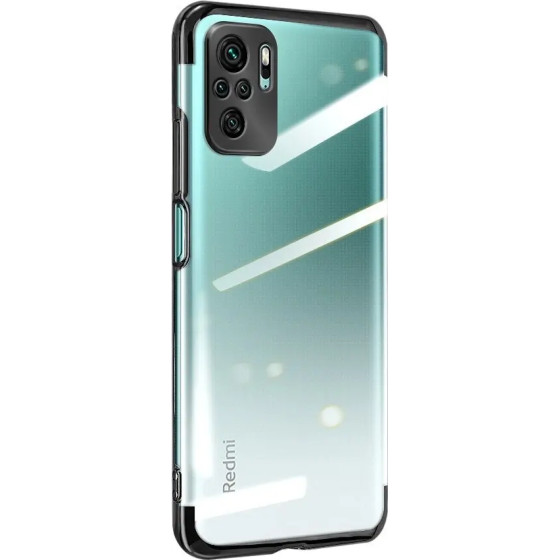 Hurtel Clear Color Case Gel TPU Electroplating frame Cover for Xiaomi Redmi Note 10 5G / Poco M3 Pro black - (Clear Color Case Xiaomi Redmi Note 10 5G Black)