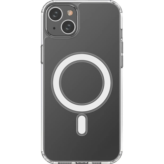 Hurtel Clear Magnetic Case with MagSafe for iPhone 14 Plus with silver ring - transparent - (Magnetic Case MagSafe iPhone 14 Plus Clear)
