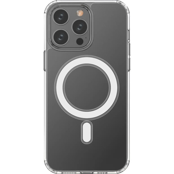 Hurtel Clear Magnetic Case with MagSafe for iPhone 14 Pro Max with silver ring - transparent - (Magnetic Case MagSafe iPhone 14 Pro Max Clear)