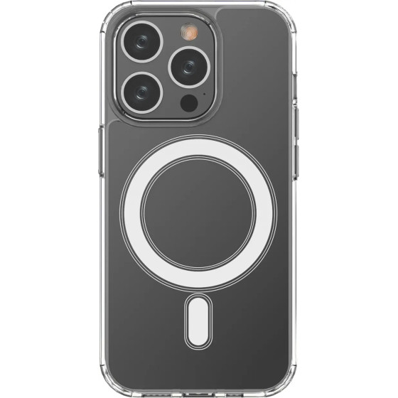 Hurtel Clear Magnetic Case with MagSafe for iPhone 14 Pro with silver ring - transparent - (Magnetic Case MagSafe iPhone 14 Pro Clear)