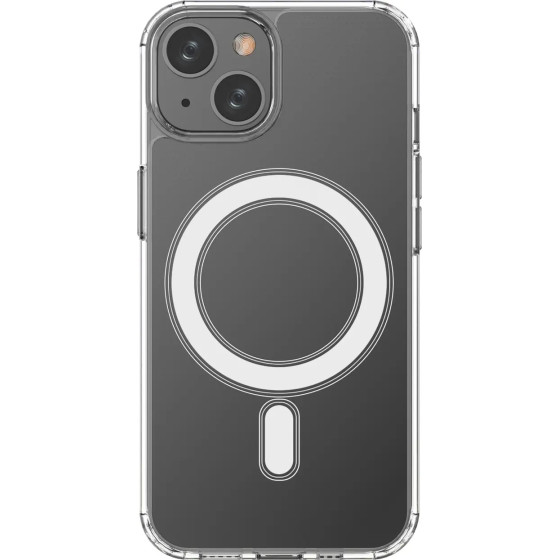 Hurtel Clear Magnetic Case with MagSafe for iPhone 14 with a silver ring - transparent - (Magnetic Case MagSafe iPhone 14 Clear)
