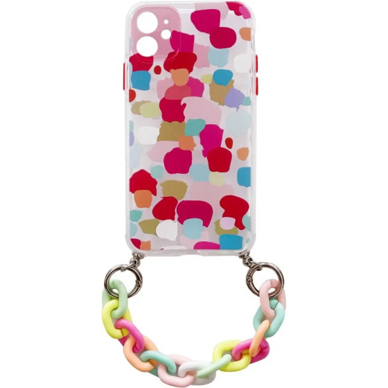 Hurtel Color Chain Case gel flexible elastic case cover with a chain pendant for iPhone 12 multicolour - (Color Chain Case iPhone 12 Design 02)