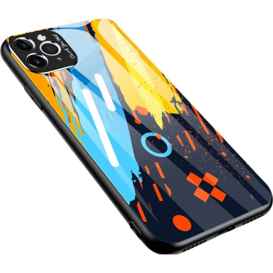 Hurtel Color Glass Case Durable Cover with Tempered Glass Back and camera cover iPhone 11 Pro Max pattern 1 - (Color Glass Case iPhone 11 Pro Max pattern 1)