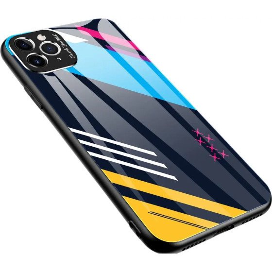 Hurtel Color Glass Case Durable Cover with Tempered Glass Back and camera cover iPhone 11 Pro Max pattern 2 - (Color Glass Case iPhone 11 Pro Max pattern 2)