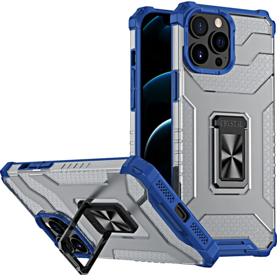 Hurtel Crystal Ring Case Kickstand Tough Rugged Cover for iPhone 12 Pro blue - (Crystal Ring Case iPhone 12 Pro Blue)