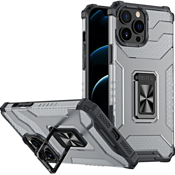 Hurtel Crystal Ring Case Kickstand Tough Rugged Cover for iPhone 12 Pro Max black - (Crystal Ring Case iPhone 12 Pro Max Black)