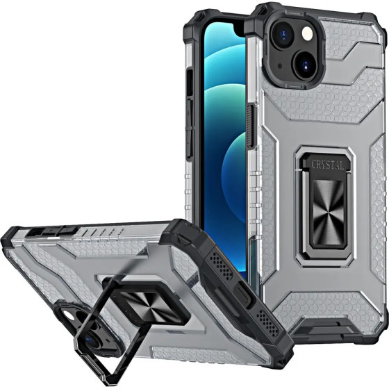 Hurtel Crystal Ring Case Kickstand Tough Rugged Cover for iPhone 13 black - (Crystal Ring Case iPhone 13 Black)