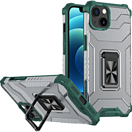 Hurtel Crystal Ring Case Kickstand Tough Rugged Cover for iPhone 13 mini green - (Crystal Ring Case iPhone 13 Mini Army Green)
