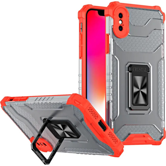 Hurtel Crystal Ring Case Kickstand Tough Rugged Cover for iPhone XS Max red - (Crystal Ring Case iPhone XS Max Red)