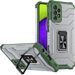 Hurtel Crystal Ring Case Kickstand Tough Rugged Cover for Samsung Galaxy A72 4G green - (Crystal Ring Case Samsung A72 4G Army Green)