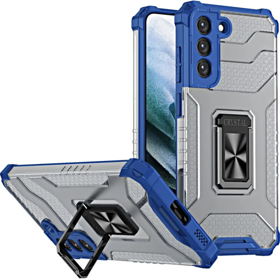 Hurtel Crystal Ring Case Kickstand Tough Rugged Cover for Samsung Galaxy S21+ 5G (S21 Plus 5G) blue - (Crystal Ring Case Samsung S21 Plus Blue)