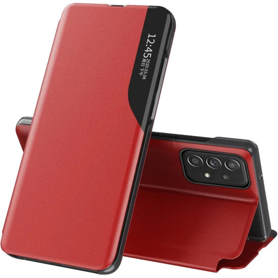 Hurtel Eco Leather View Case an elegant case with a flap and stand function for Samsung Galaxy A73 red - (Eco Leather View Samsung A73 Red)