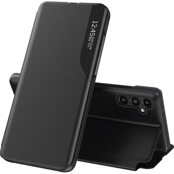 Hurtel Eco Leather View Case case for Samsung Galaxy A14 with a flip stand black - (Eco Leather View Samsung A14 Black)