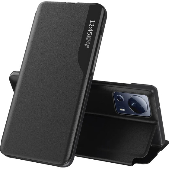 Hurtel Eco Leather View Case case for Xiaomi 13 Lite with a flip stand black - (Eco Leather View Xiaomi 13 Lite Black)