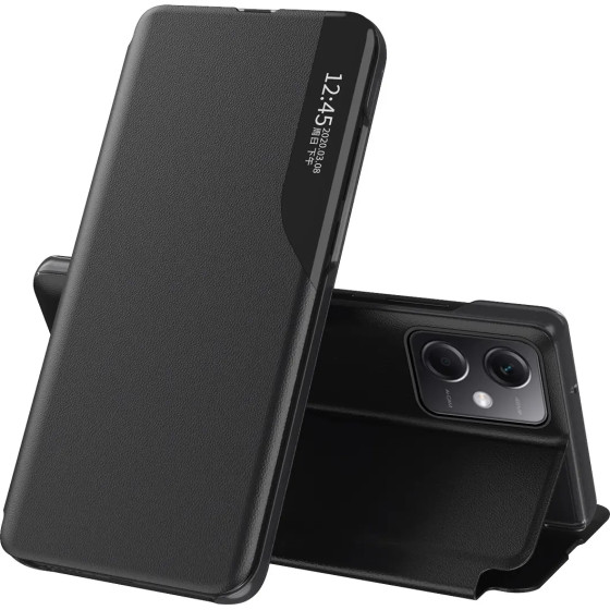 Hurtel Eco Leather View Case Cover for Xiaomi Redmi Note 12 5G / Poco X5 5G with Flip Stand Black - (Eco Leather View Xiaomi Poco X5/Redmi Note 12 5G Black)