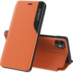 Hurtel Eco Leather View Case elegant bookcase type case with kickstand for iPhone 13 mini orange - (Eco Leather View Case iPhone 13 Mini 5,4 Orange)
