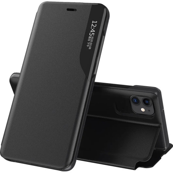 Hurtel Eco Leather View Case elegant bookcase type case with kickstand for iPhone 13 Pro black - (Eco Leather View Case iPhone 13 Pro 6,1 Black)