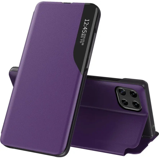 Hurtel Eco Leather View Case elegant bookcase type case with kickstand for Samsung Galaxy A22 4G purple - (Eco Leather View Case Samsung A22 4G Purple)