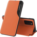 Hurtel Eco Leather View Case elegant bookcase type case with kickstand for Samsung Galaxy A72 4G orange - (Eco Leather View Case Samsung A72 Orange)